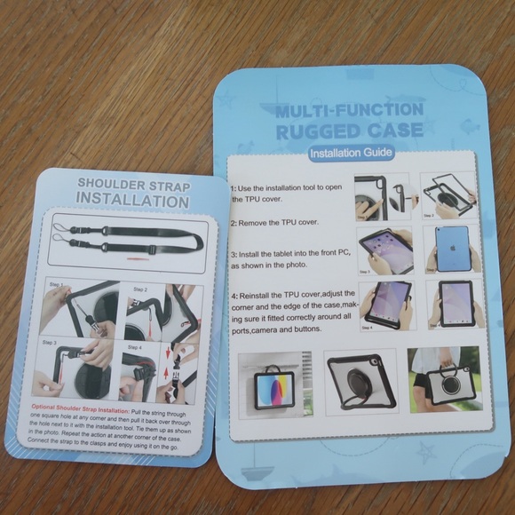 iPad Mini 6 Case Blue Gray with Handle and Strap - Picture 6 of 7